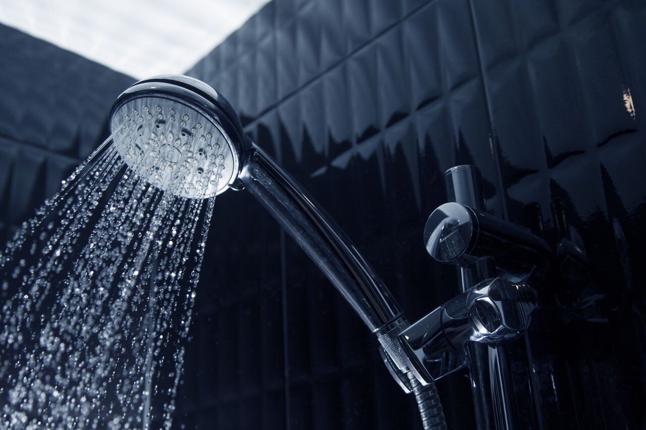 running water of shower faucet